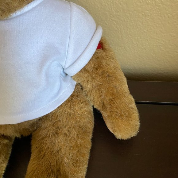 Vtg Vermont Teddy Bear Mohair Love Patch On Left Arm Fully Jointed Golden Brown - Picture 3 of 16